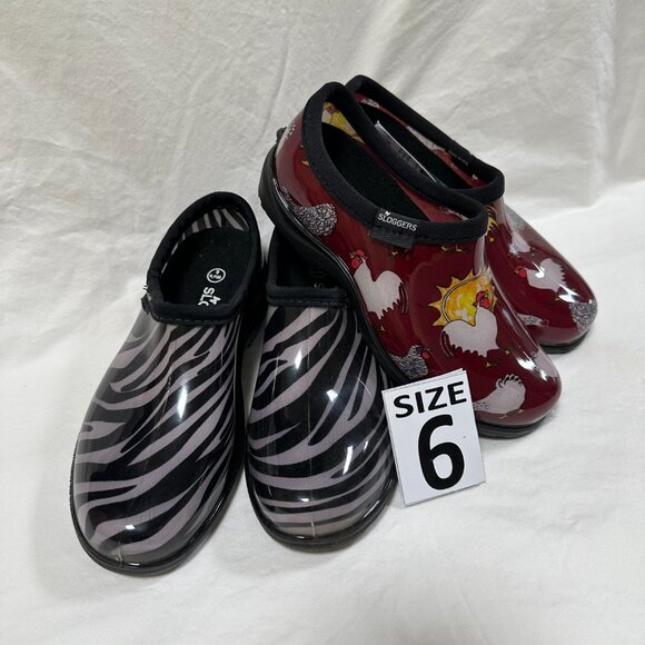 Two for One Price!!! Sloggers Waterproof Rain Shoes - Red Chicken & Zebra. - Picture 2 of 3